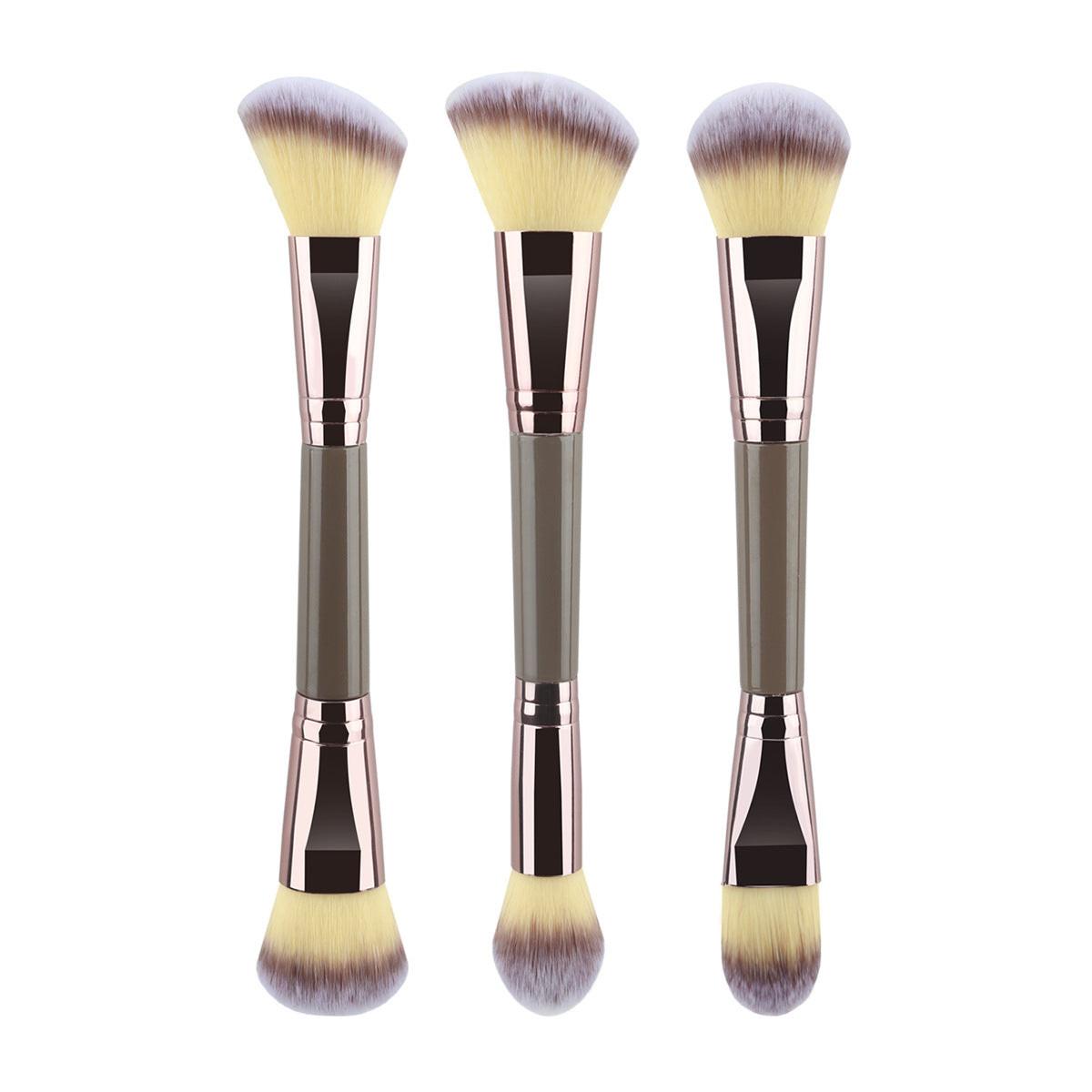3 PCs Double-ended Makeup Brush Suit Soft Foundation Shading Brush Beauty Tools.