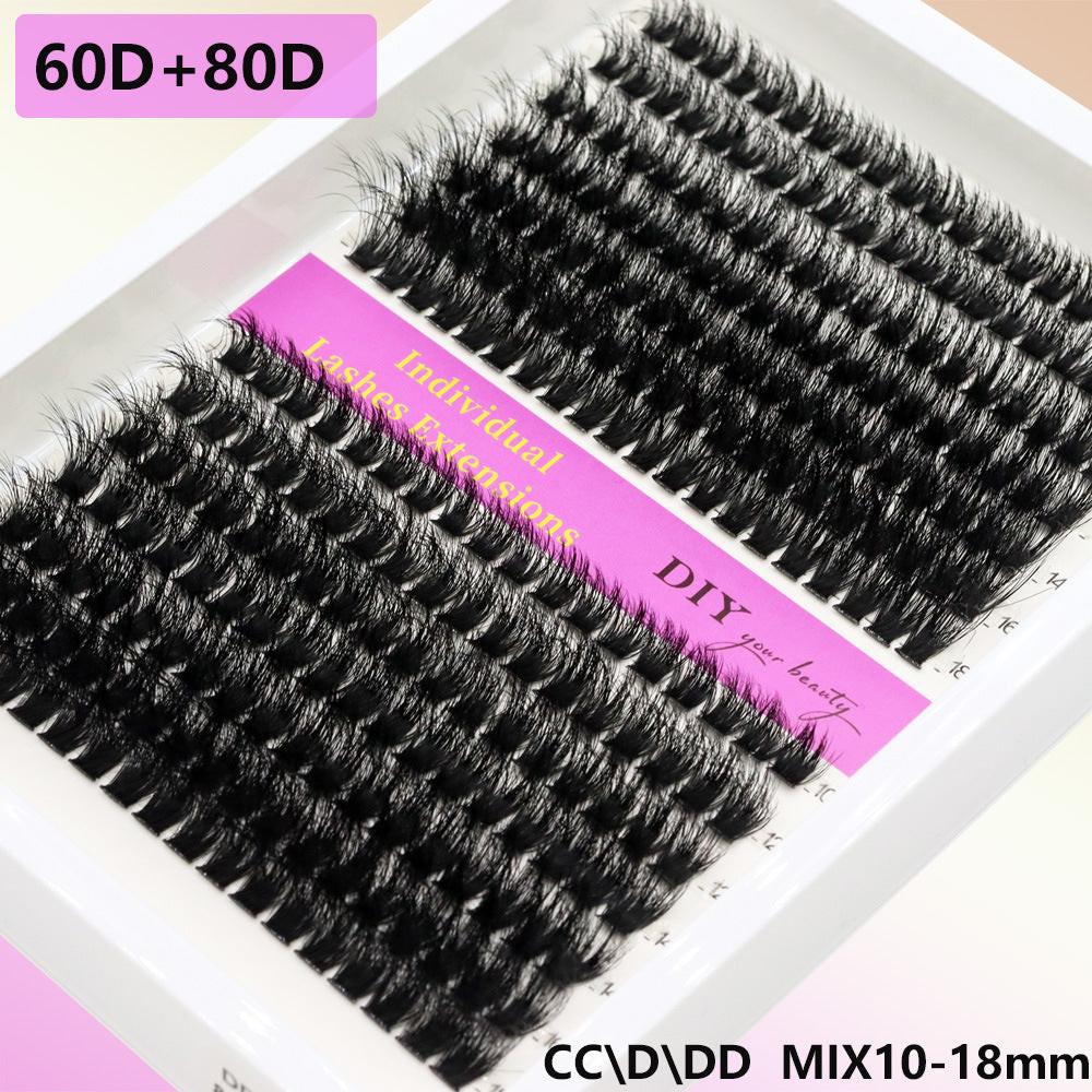 14 Rows 3D Black Cluster Eyelashes 40D 60D 80D Fluffy Soft.
