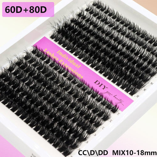 14 Rows 3D Black Cluster Eyelashes 40D 60D 80D Fluffy Soft.