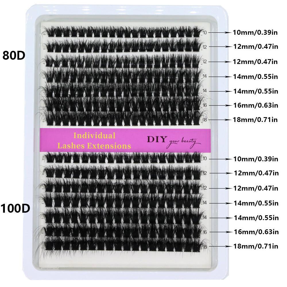 14 Rows 3D Black Cluster Eyelashes 40D 60D 80D Fluffy Soft.