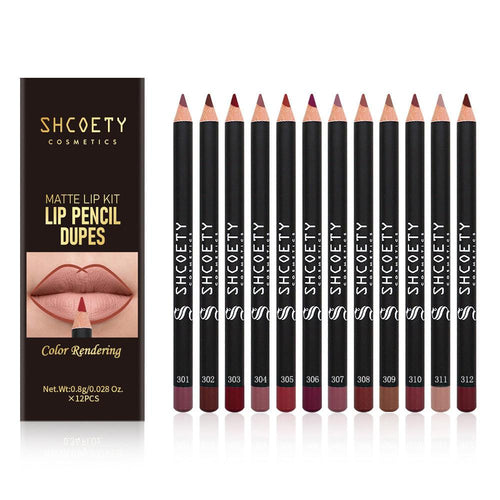 12 Color Matte Lipstick Lip Liner Suit.