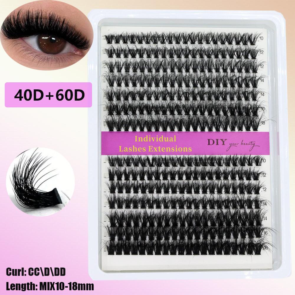 14 Rows 3D Black Cluster Eyelashes 40D 60D 80D Fluffy Soft.
