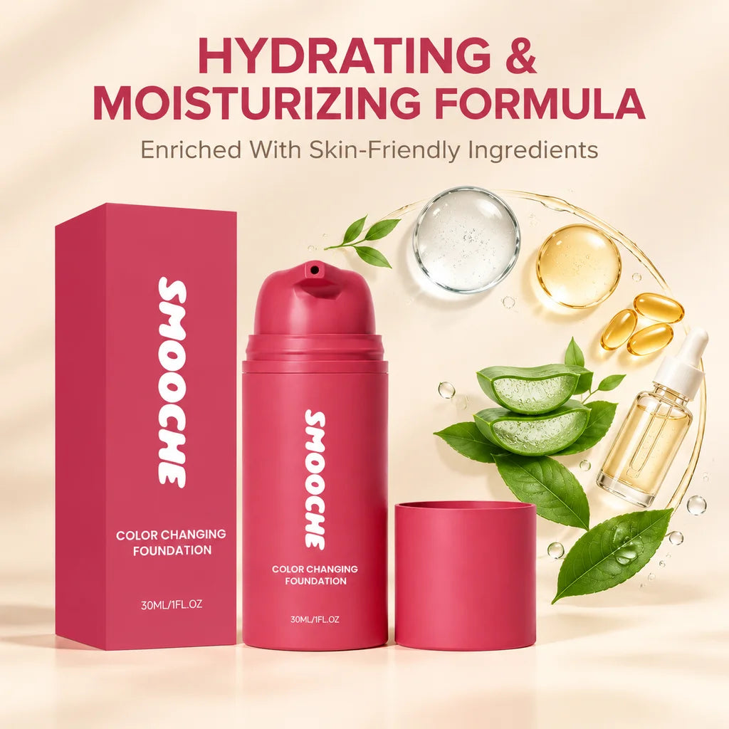 SMOOCHE Color Changing Foundation Adaptive Skin Tone Lasting Lightweight Hydrating Moisturizing Natural Finish Liquid Makeup