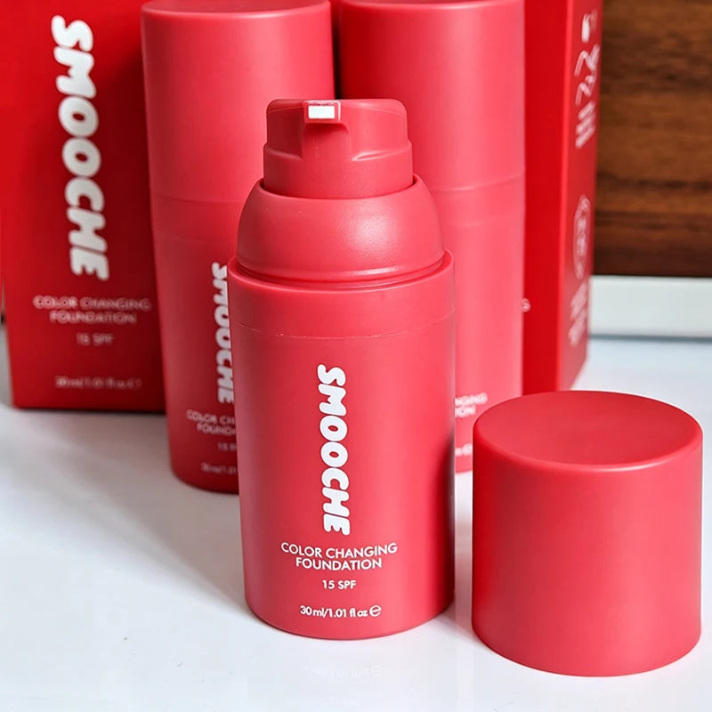 SMOOCHE Color Changing Liquid Foundation SPF15 Skin Tone Adaptive LongLasting Lightweight Concealer Oil Control Smooth Makeup
