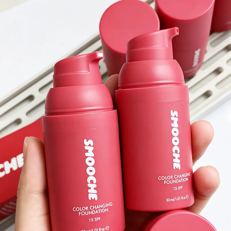 SMOOCHE Color Changing Liquid Foundation SPF15 Skin Tone Adaptive LongLasting Lightweight Concealer Oil Control Smooth Makeup