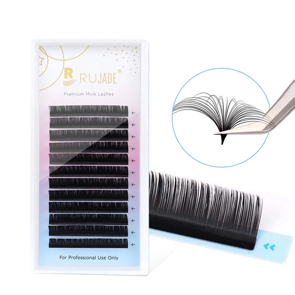 RUJADE Cashmere Individual Lash Extensions Matte Black 6-20mm Short/Long Lash 0.03 .05 Soft Velvet Korean Silk Eyelash Extension