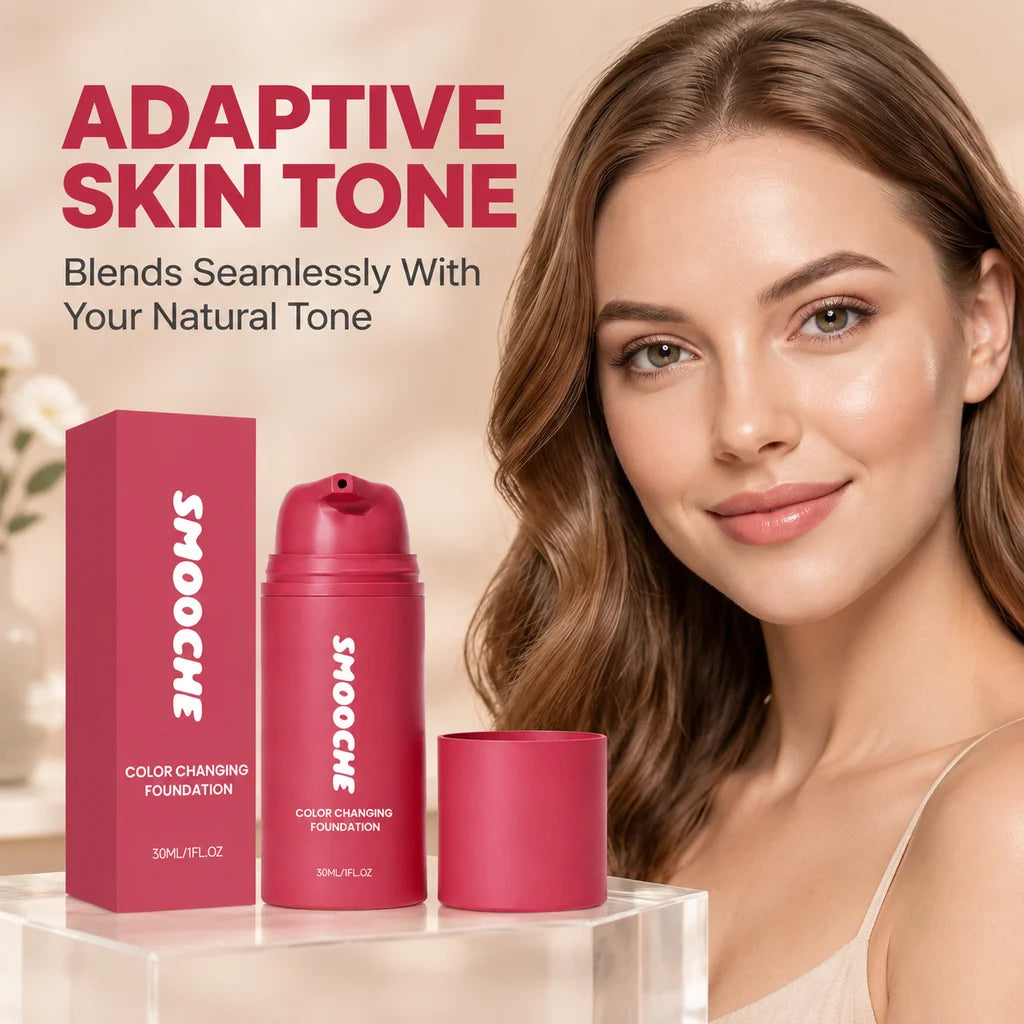 SMOOCHE Color Changing Foundation Adaptive Skin Tone Lasting Lightweight Hydrating Moisturizing Natural Finish Liquid Makeup