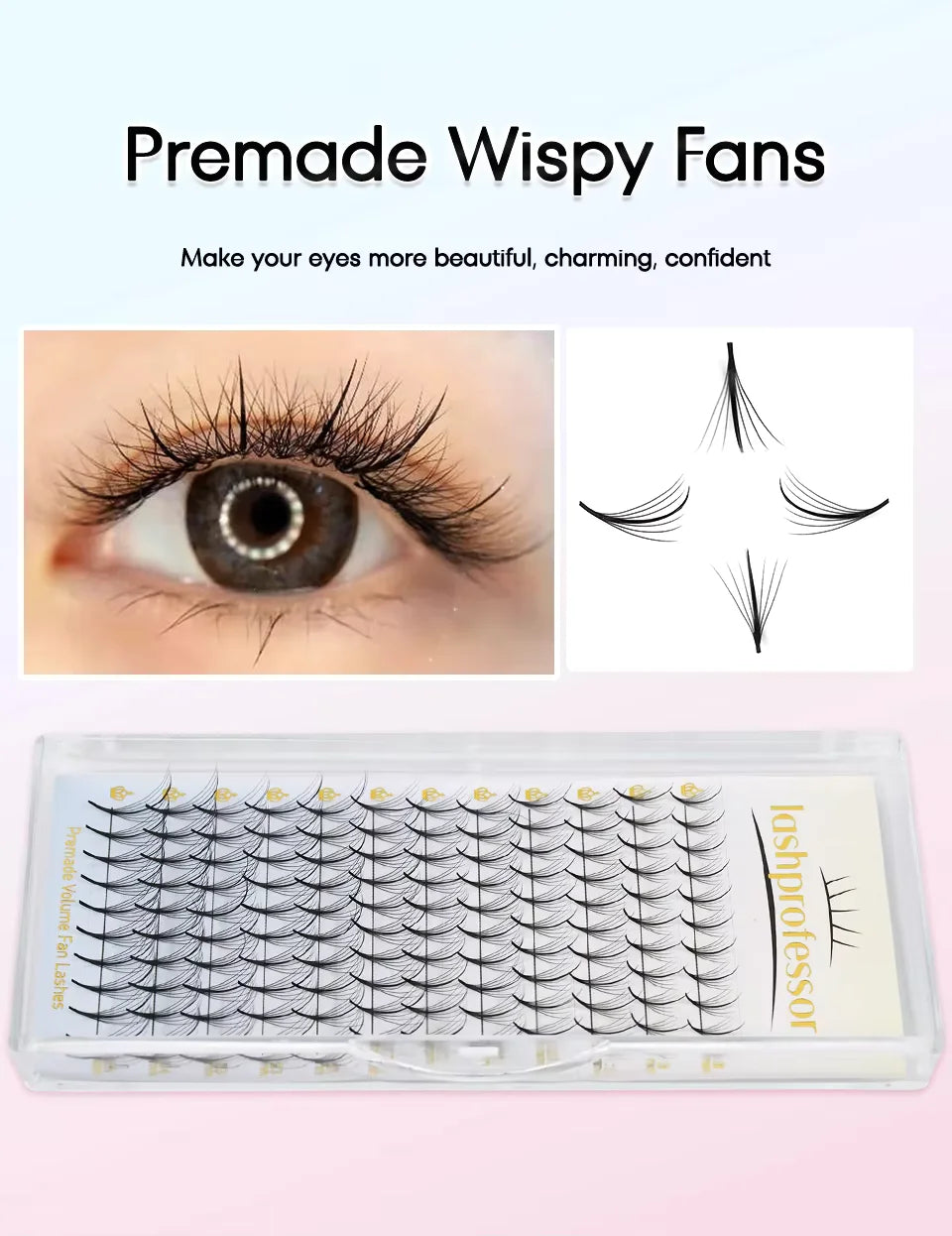 3D/5D/7D/9D/11D/15D Handmade Wispy Spike Thin Root Premade Fan Lash Eyelash Extensions Korean PBT Pointy Base Russian Volume Fan