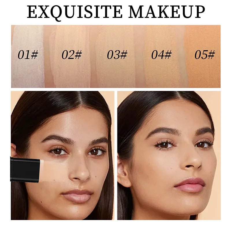 A Dual-Headed Eraser with A Foundation Stick That Provides Natural, lightweight Coverage, Conceals Imperfections, and Brightens the Complexion.
