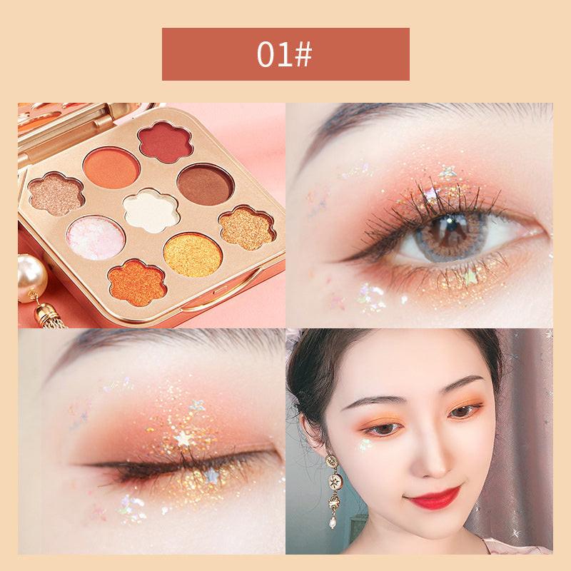 Nine Colors Matte Pearlescent Waterproof Long Lasting Star Bright Diamond Eyeshadow Palette.