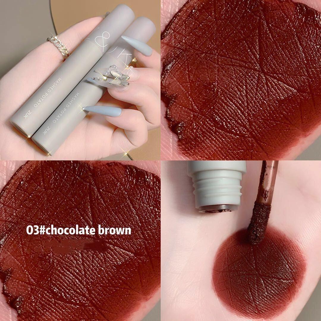 Lip Mud Lip Lacquer Student Plain Matte Finish Velvet No Stain On Cup No Fading White Good-looking Lipstick.
