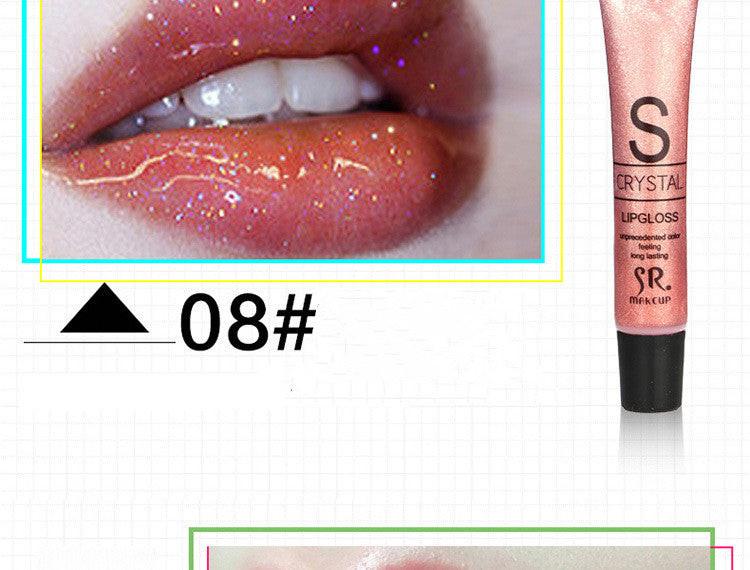 SR Hose Water-sensing Lip Gloss With Pearlescent Gold Moisturizing Temptation Lip Gloss.