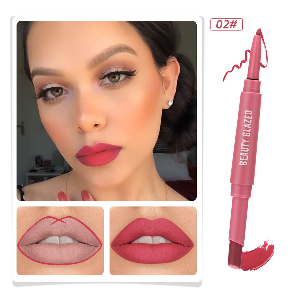 Double-headed Matte No Stain On Cup Lipstick Lip Liner.