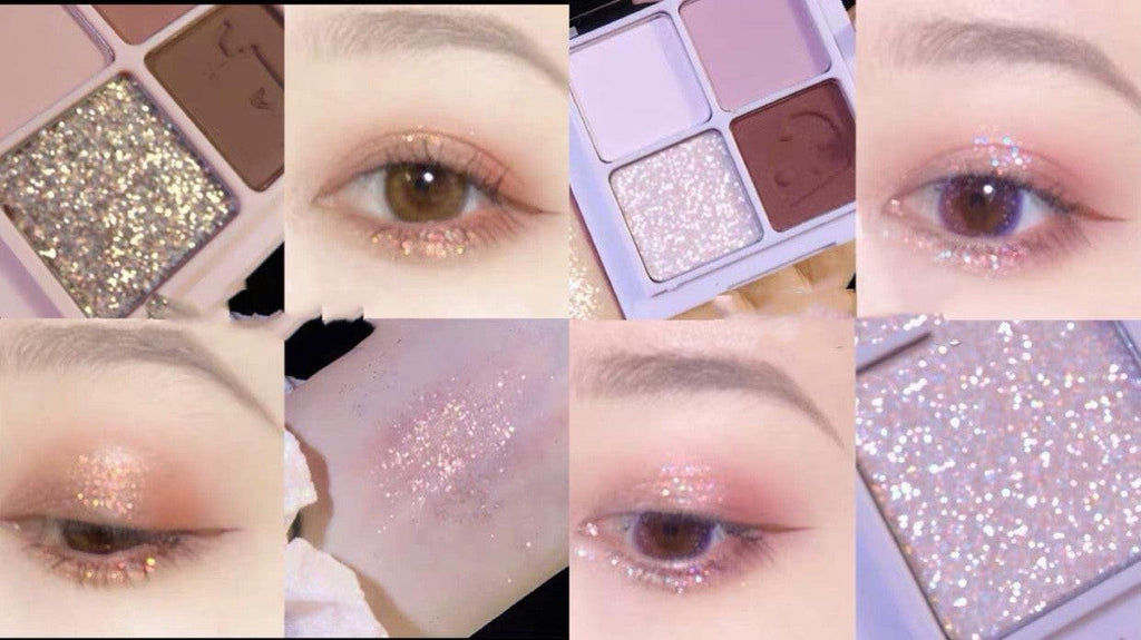 Four-color Eyeshadow Palette Matte Pearlescent Earth Gray Purple Waterproof Sequin Glitter Student.