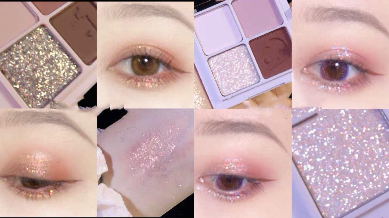 Four-color Eyeshadow Palette Matte Pearlescent Earth Gray Purple Waterproof Sequin Glitter Student.