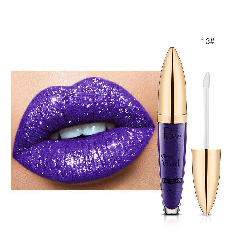 Pudaier Sip Glitter Flip Matte Shimmer Lip Gloss No Stain On Cup Diamond Lipstick.