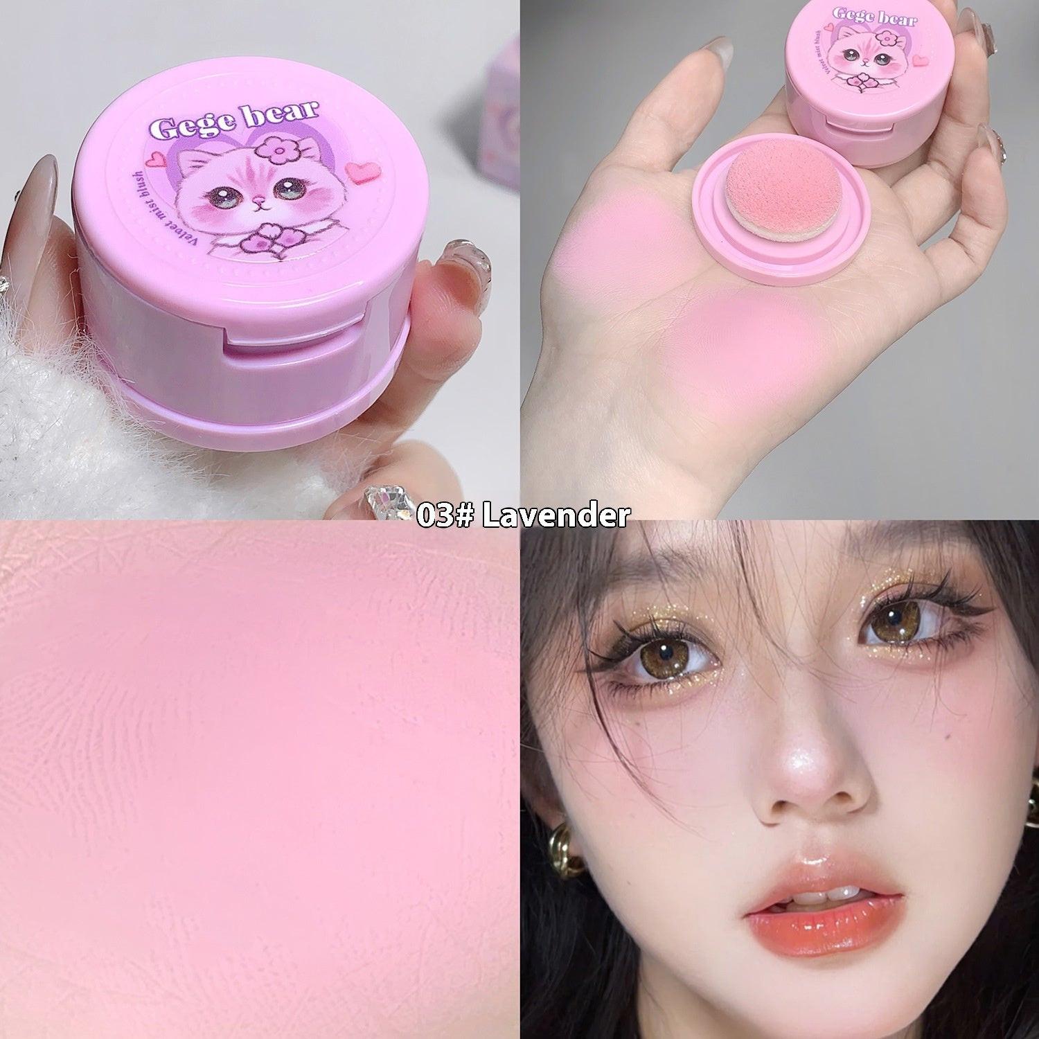 With Powder Puff Cushion Blush White Matte Nude Makeup.