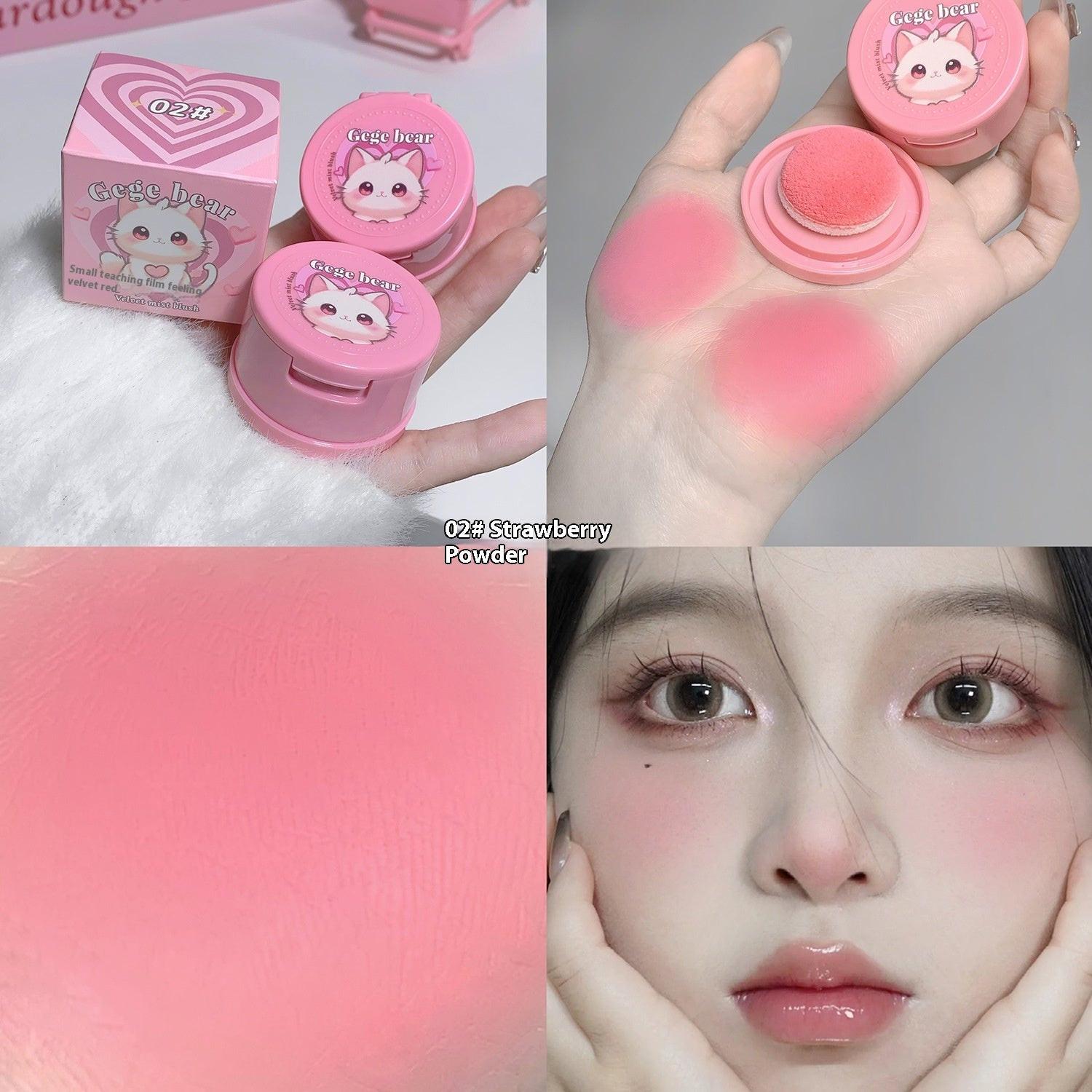 With Powder Puff Cushion Blush White Matte Nude Makeup.