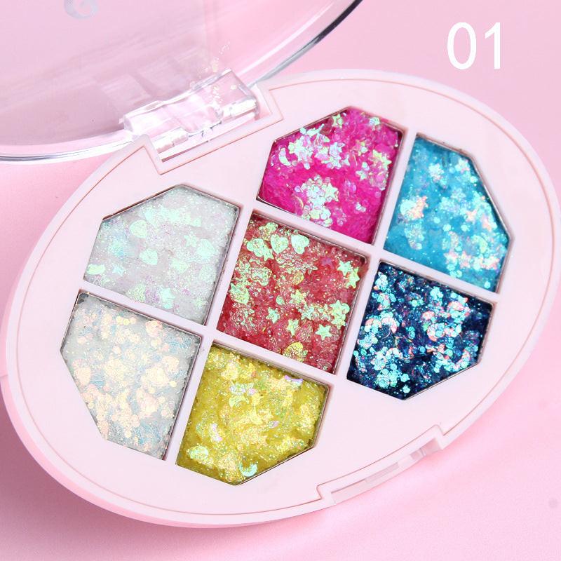 Creative Seven Color Glitter Powder Eyeshadow Palette.