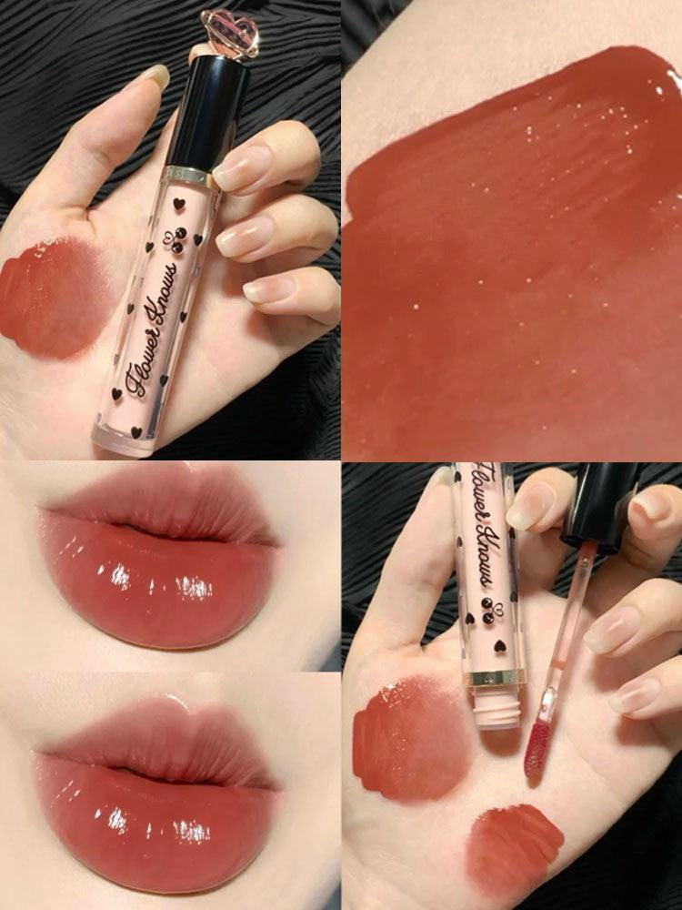 Flower Know Crystal Jelly Lip Glaze Mirror Moisturizing Lipstick.