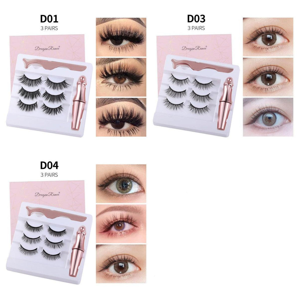 Natural Long Lasting Magnetic Liquid Eyeliner & Magnetic False Eyelashes & Tweezer Set Make up Set.