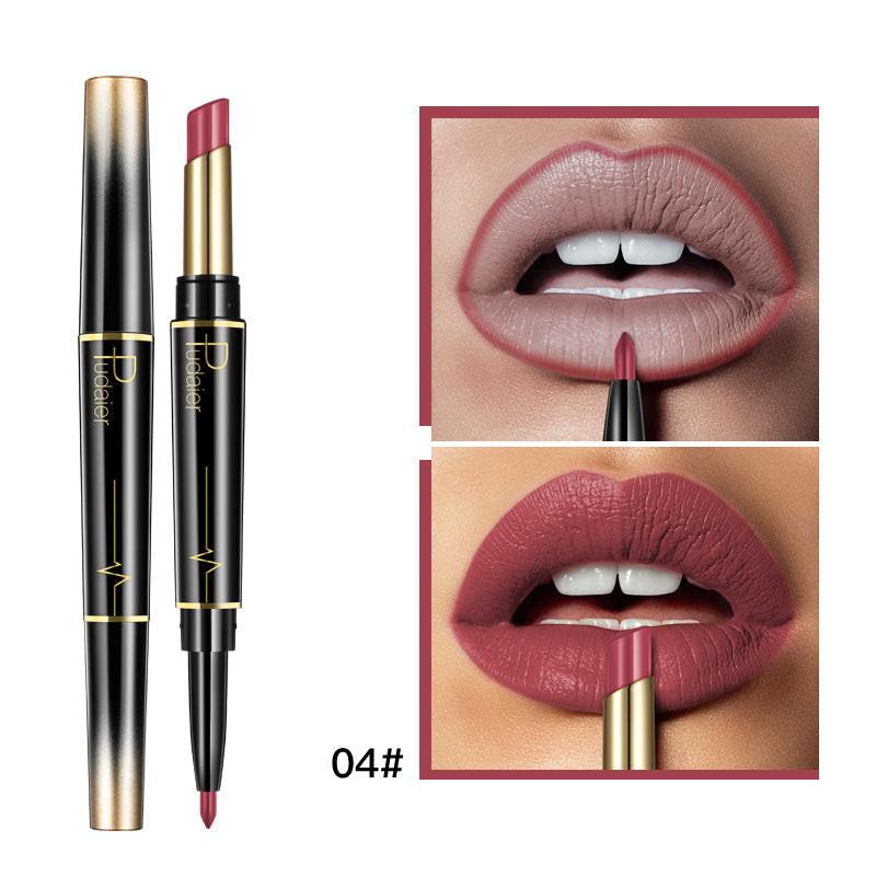 Matte Double-headed Lipstick Lip Liner Lip Lacquer.
