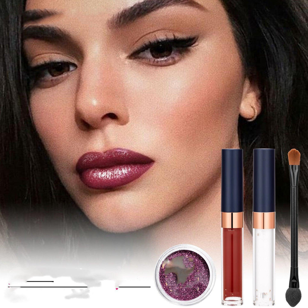 Glitter Lip Gloss Suit Cold Color Pallete.