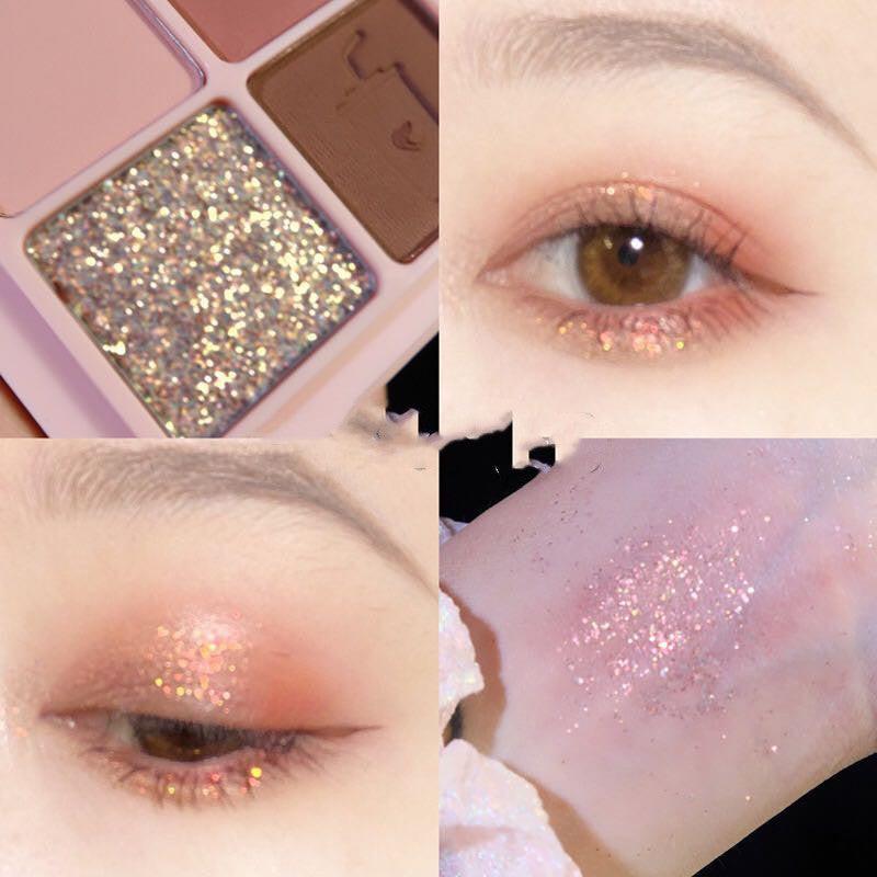 Four-color Eyeshadow Palette Matte Pearlescent Earth Gray Purple Waterproof Sequin Glitter Student.
