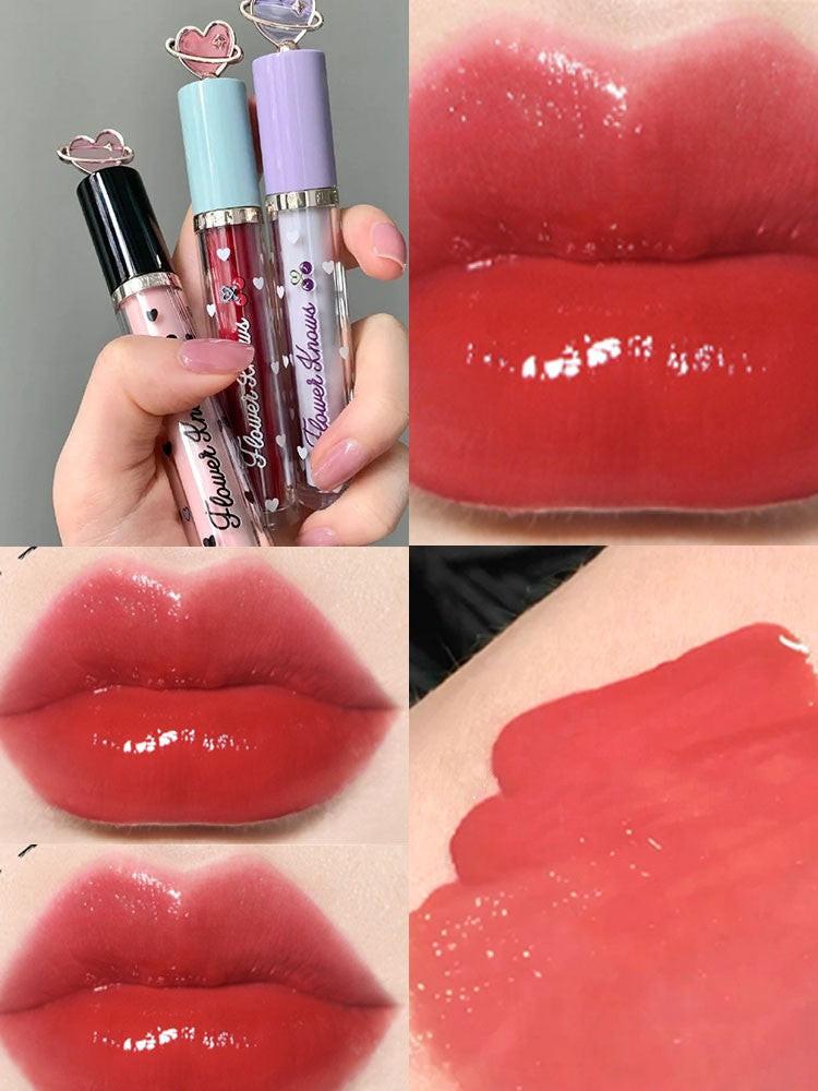 Flower Know Crystal Jelly Lip Glaze Mirror Moisturizing Lipstick.