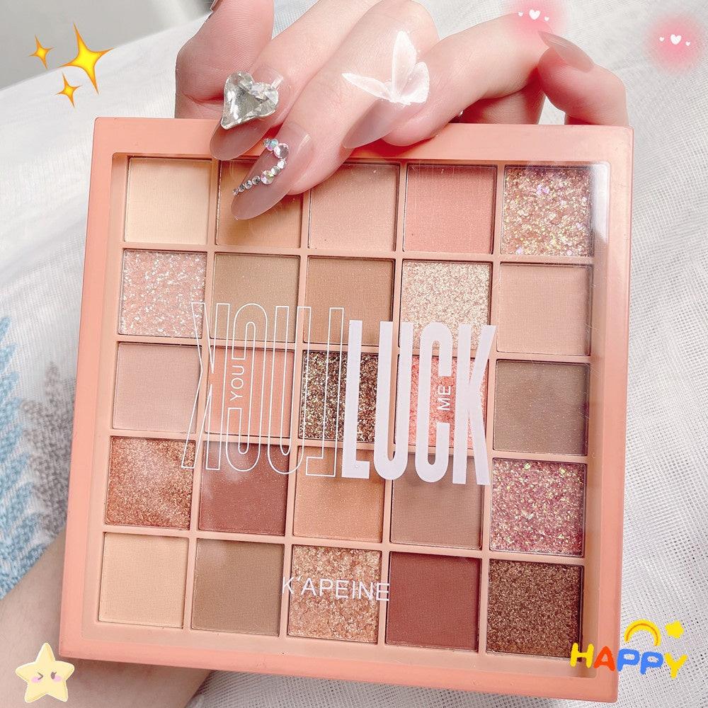 25 Color Lucky Cube Eye Shadow Plate Shimmer Matte Earth Color Orange Brown.