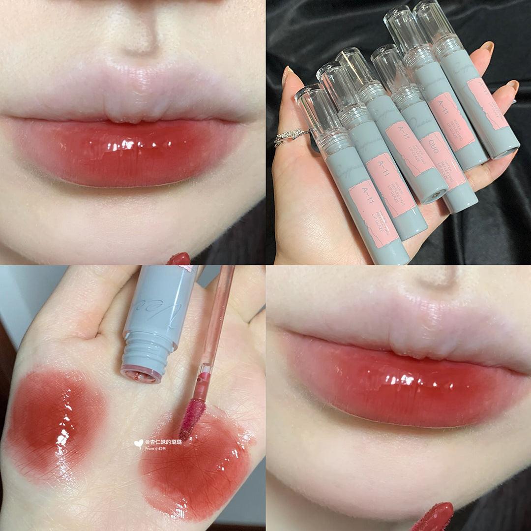 Gray Tube Lip Glaze Mirror Water Gloss Lipstick.