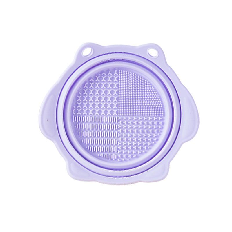 Multi-functional Silicone Makeup Brush Cleaning Folding Bowl Sponge Puff Beauty Tool Makeup Brush  Washing Scrubber Pad Soft Mat Scrubber Box.