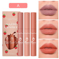 3 Strawberry Set Box Velvet Mist Matte Lip Glaze Lipstick.
