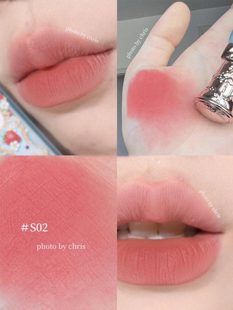 Flower Knows Strawberry Rococo Series Embossed Blush Velvet Matte Lip Glaze.