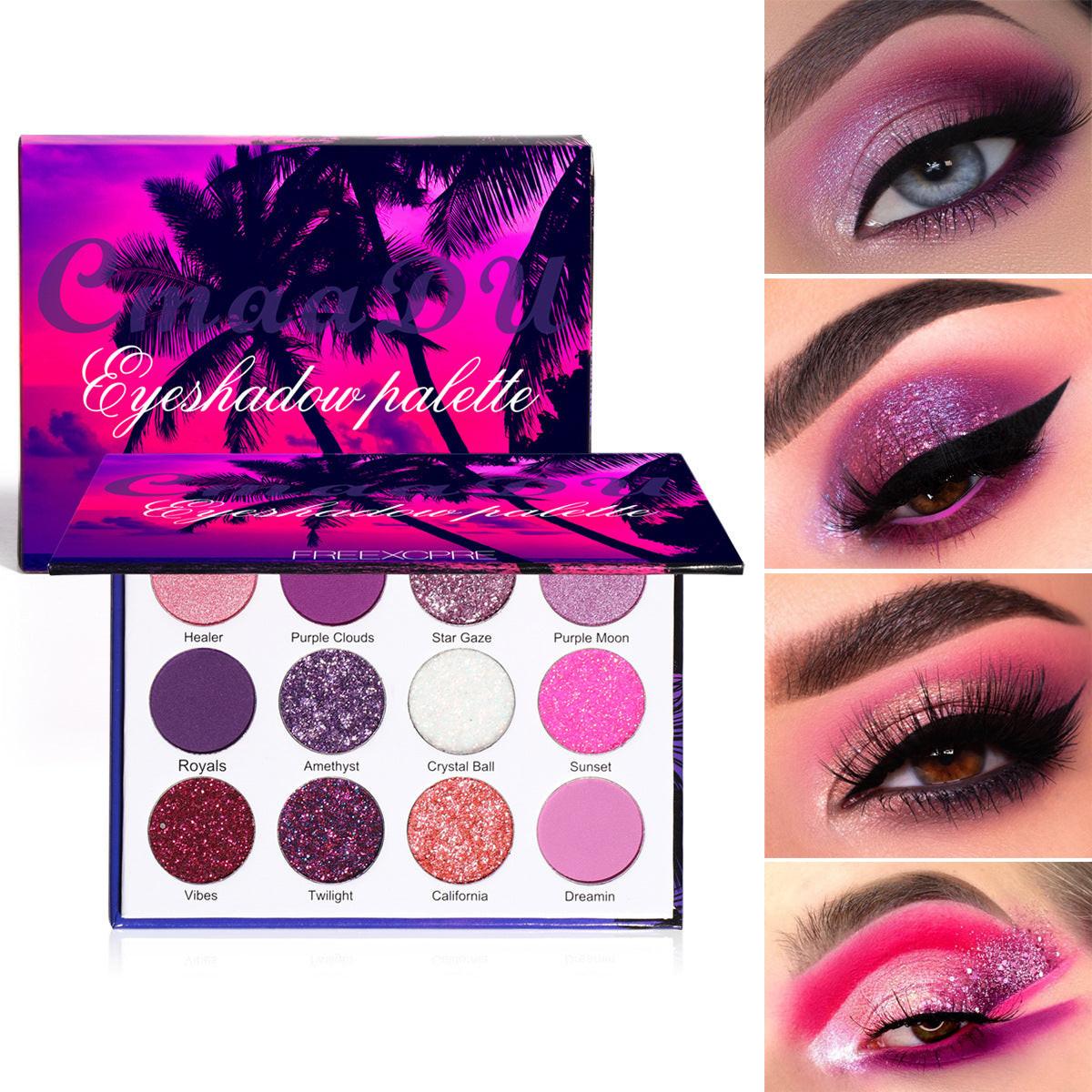 Women's Creative 12 Colors Glitter Eyeshadow Palette.