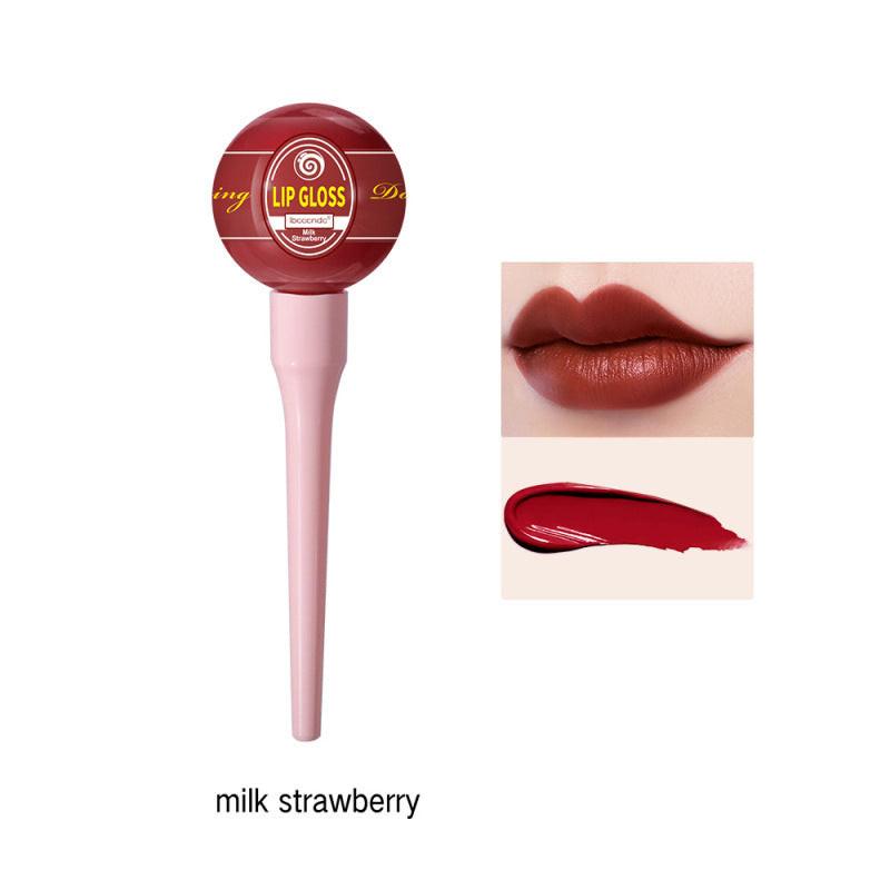 Lollipop Lip Glaze Tint Pump Crystal Waterproof Lip Gloss Niche Small Pepper Stain Moisturizing Sexy Flash.