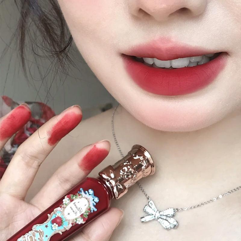Flower Knows Strawberry Rococo Series Embossed Blush Velvet Matte Lip Glaze.