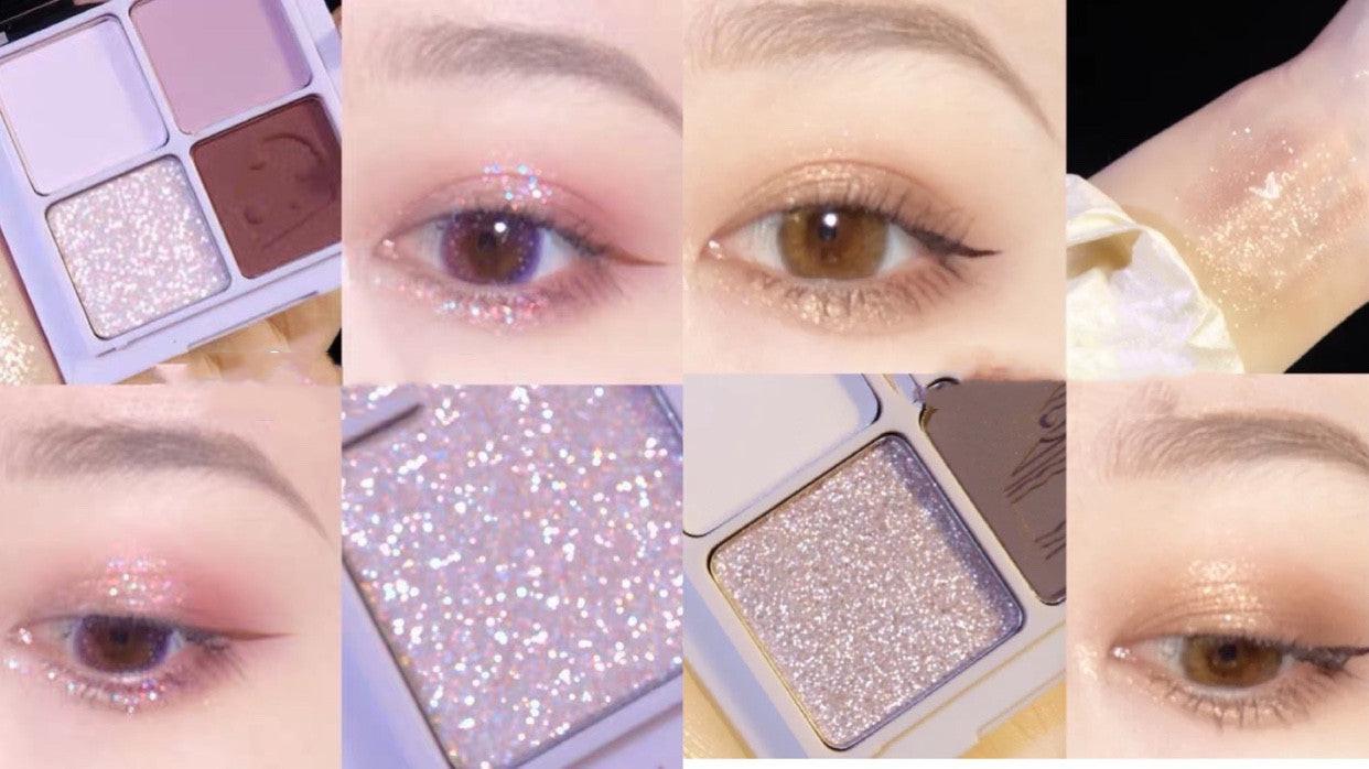 Four-color Eyeshadow Palette Matte Pearlescent Earth Gray Purple Waterproof Sequin Glitter Student.