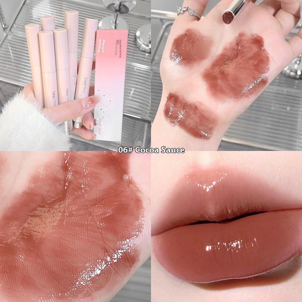 Solid Lip Gloss Water Light Mirror Press Lipstick.
