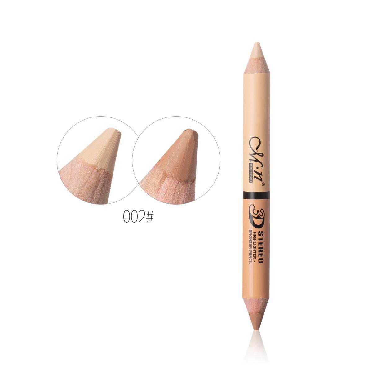 Double-headed Concealer Pen Highlighter Pen One Stroke Dual-use Soft Waterproof Brighten Facial Contour Color Peelable Makeup.