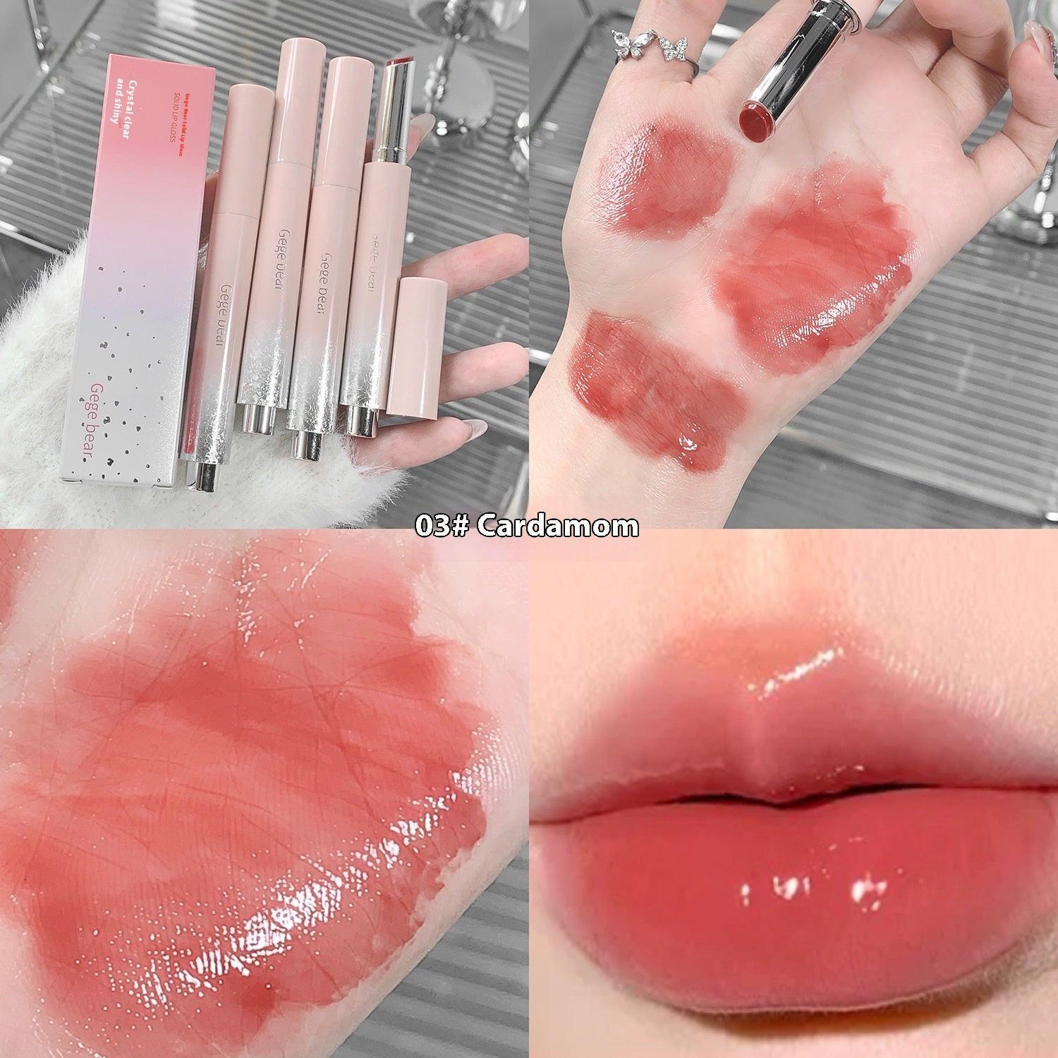 Solid Lip Gloss Water Light Mirror Press Lipstick.
