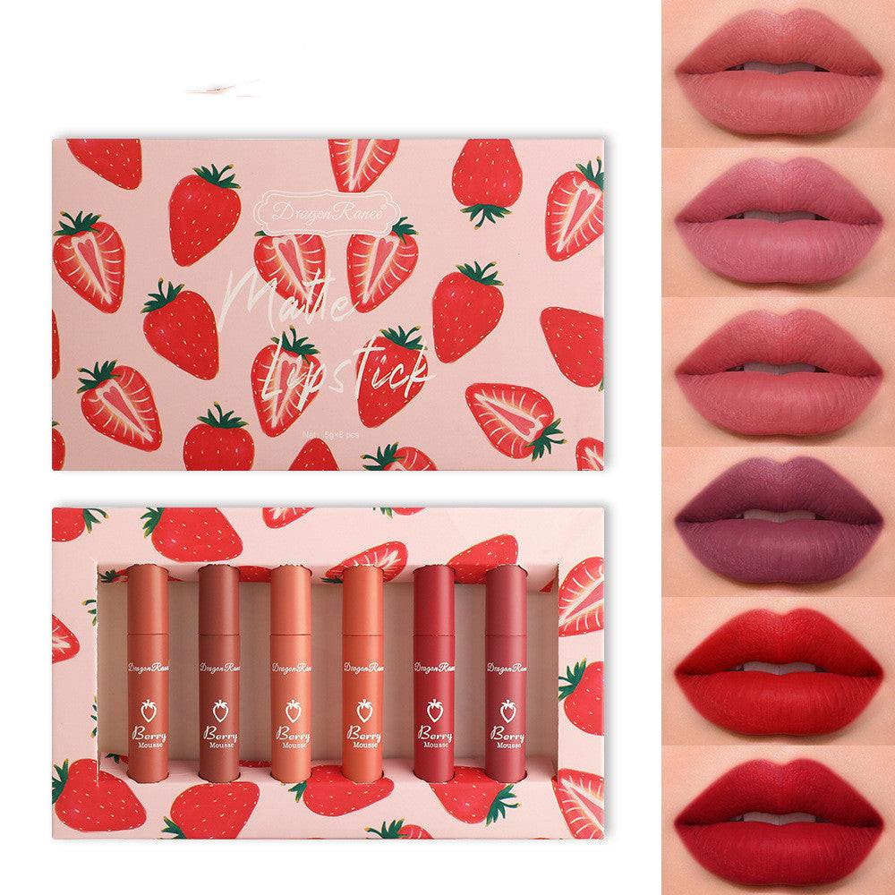 6pcs Box Strawberry Set Lip Gloss Non-stick Cup.