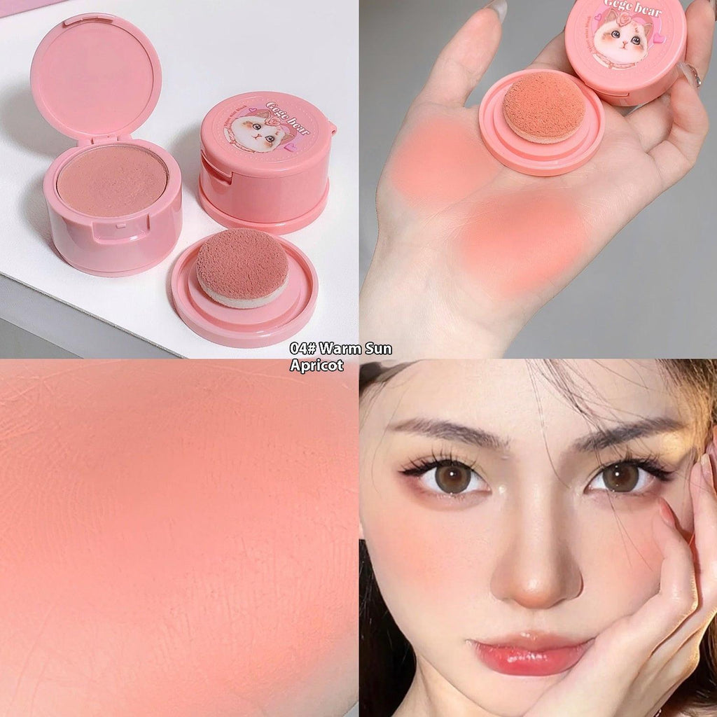 With Powder Puff Cushion Blush White Matte Nude Makeup.