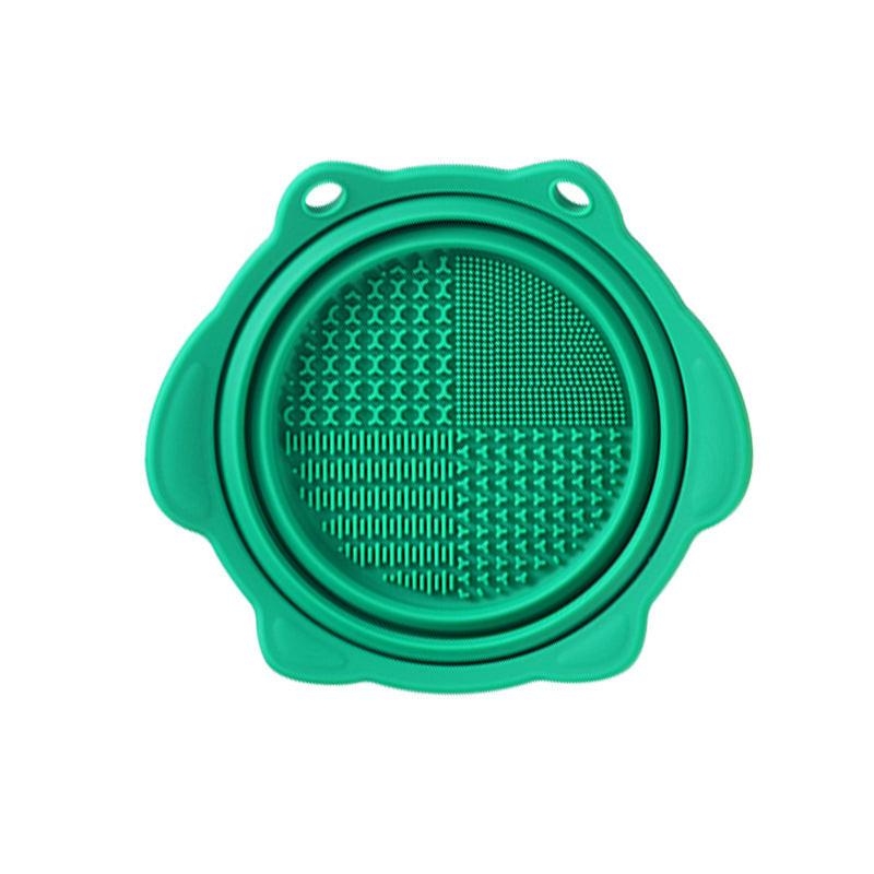 Multi-functional Silicone Makeup Brush Cleaning Folding Bowl Sponge Puff Beauty Tool Makeup Brush  Washing Scrubber Pad Soft Mat Scrubber Box.