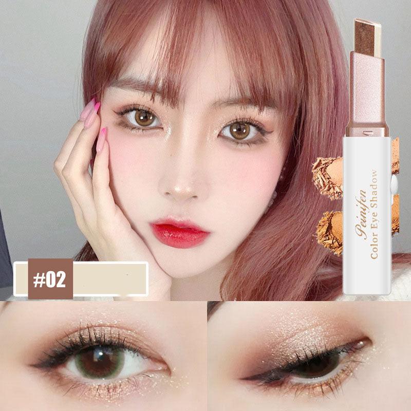 Lazy Eyeshadow Stick Stereo Gradient Shimmer Double Color Eye Shadow Pen Waterproof Easy To Wear Eyeshadow.