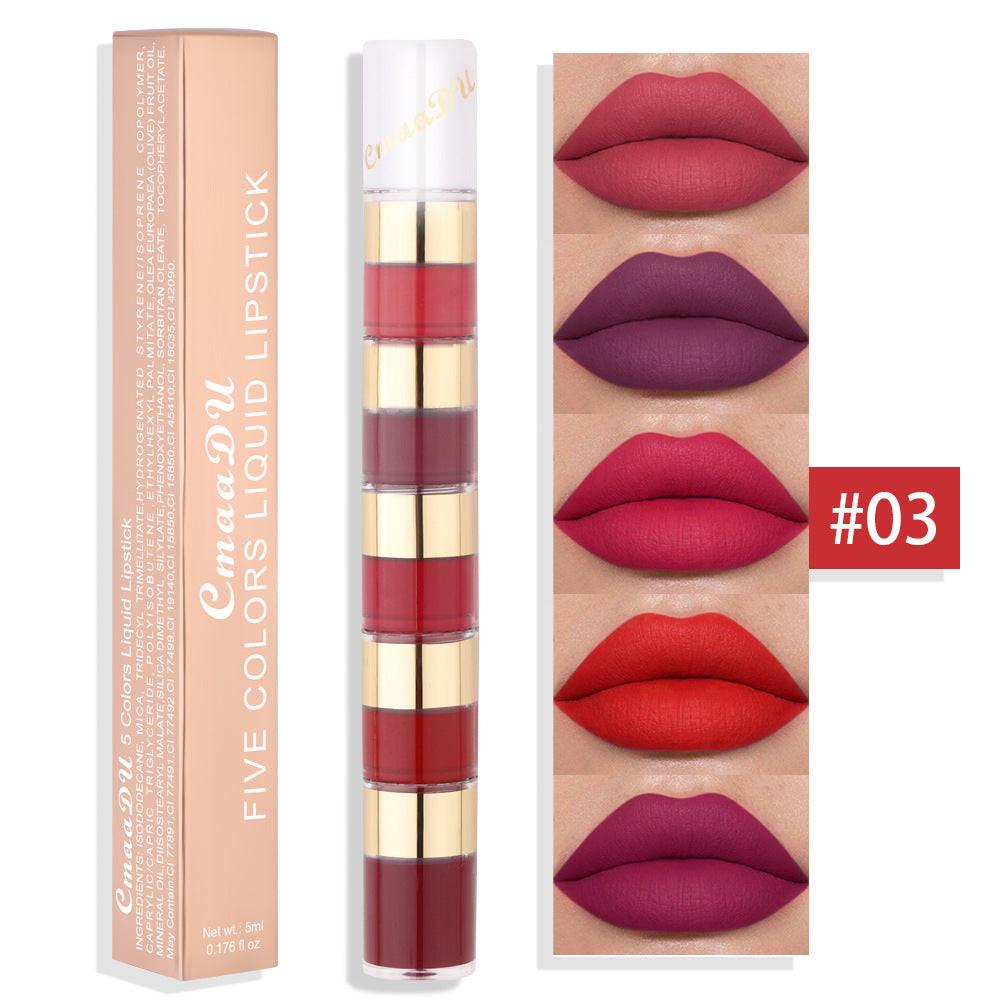 Waterproof And Durable 5 Color Matte No Stain On Cup Bamboo Joint Lip Gloss.