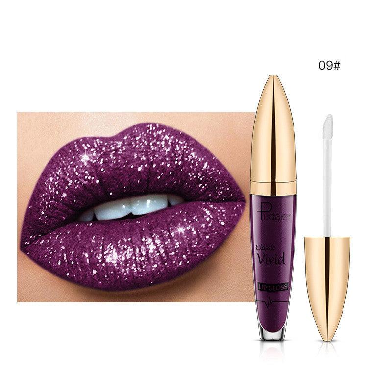 Pudaier Sip Glitter Flip Matte Shimmer Lip Gloss No Stain On Cup Diamond Lipstick.