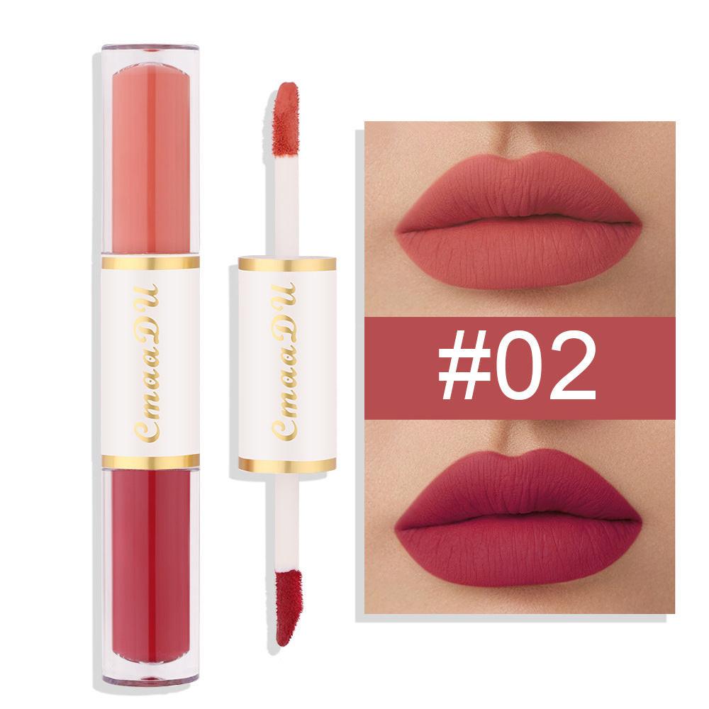Double-headed Matte Lip Gloss No Stain On Cup Waterproof And Durable.