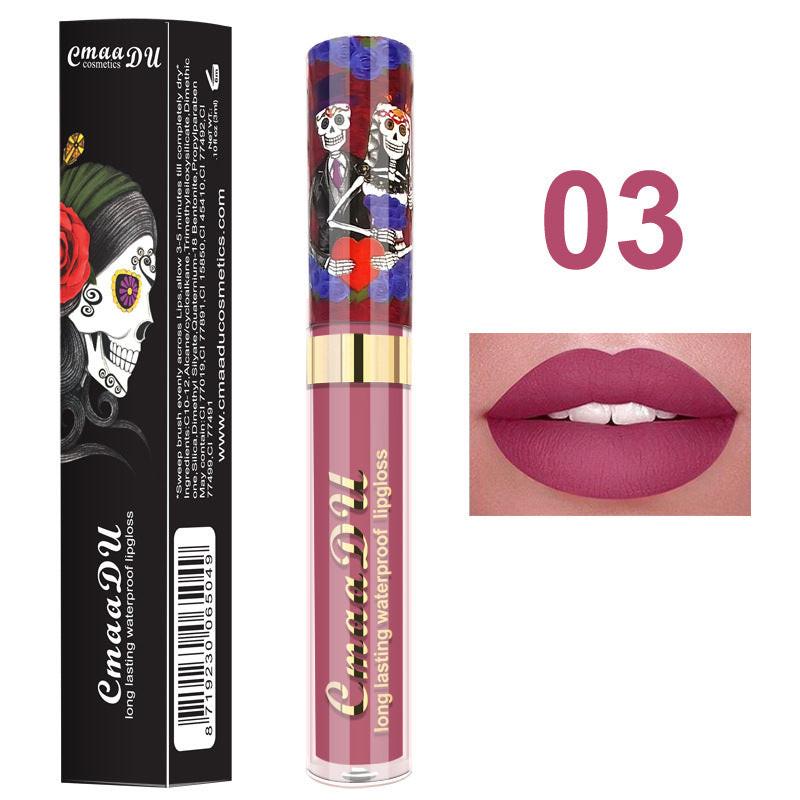 Light Metal Pearlescent Skull Single Lip Gloss Lipstick.