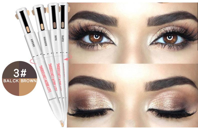 Popular Rotating Round Bead Eyebrow Pencil Four In One.